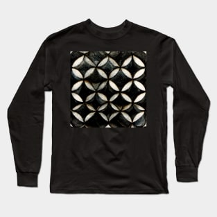 Black and Taupe Art Decor Tile Long Sleeve T-Shirt